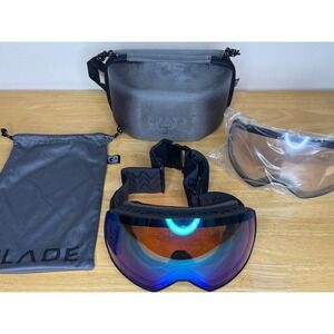 Glade Fathom Ski Snowboard Goggles Black Purple Blue Mirror Lens Extra Lens Case